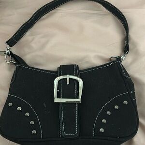 Fashion Nova Black cloth bag w silver hardware